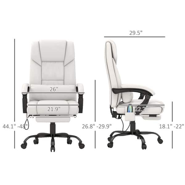 dimension image slide 1 of 7, Vinsetto Office Desk Chair Recliner, Height Adjustable Movable Lumbar Support with 6-Point Vibrating Massage