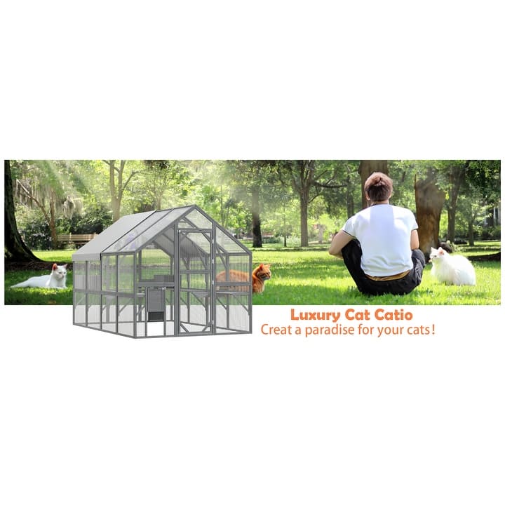 Large Outdoor Cat Enclosures with Houses, Bridges, Walks&UV Proof