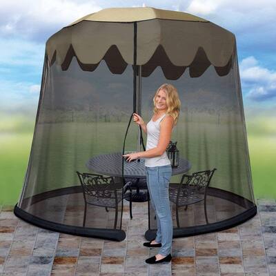 Ideaworks Outdoor Umbrella Table Screen, Black