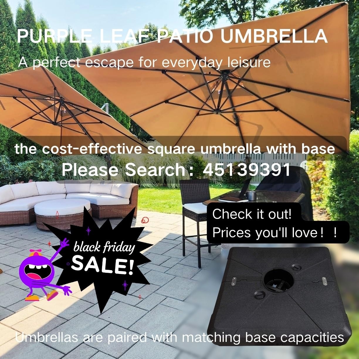 black friday patio umbrella deals Business & Pleasure Co. The sided market umbrella  UV Black Friday Sale Outdoor Patio