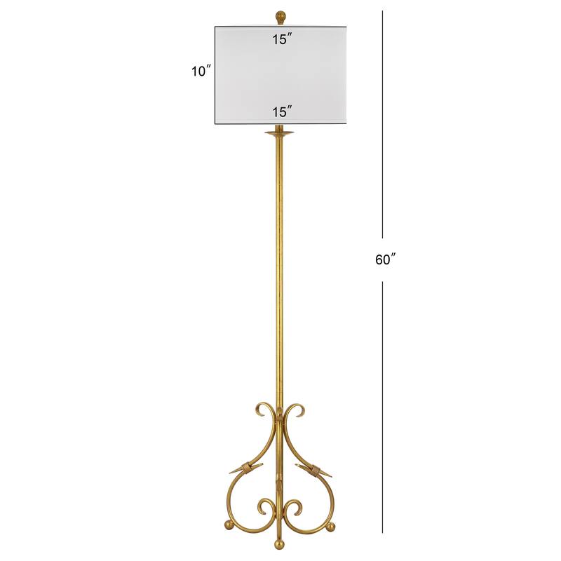 SAFAVIEH Lighting 60-inch Elisa Baroque Antiqued Gold Floor Lamp - 15"x15"x60"