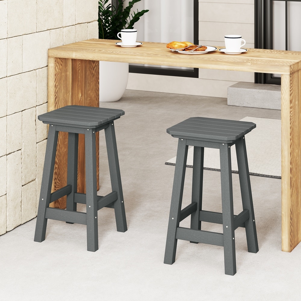 Laguna Hdpe All Weather Outdoor Patio 24" Square Counter Stool (Set Of 2)