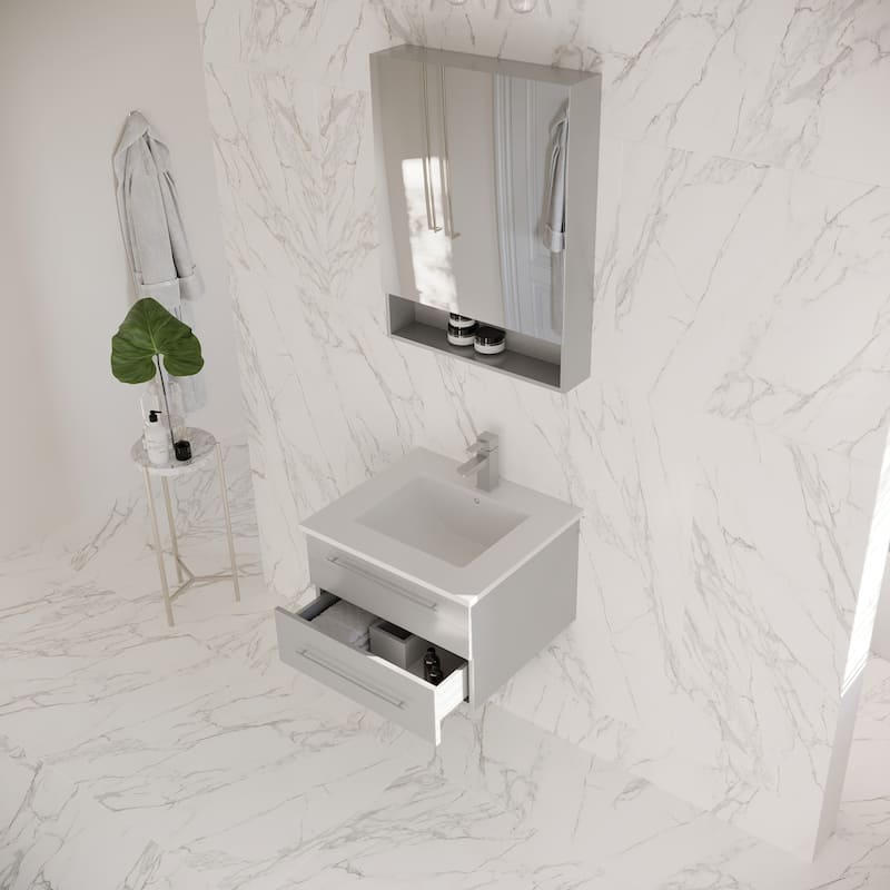 Fresca Lucera 24" Wall Mounted Single Basin Vanity Set with Cabinet,