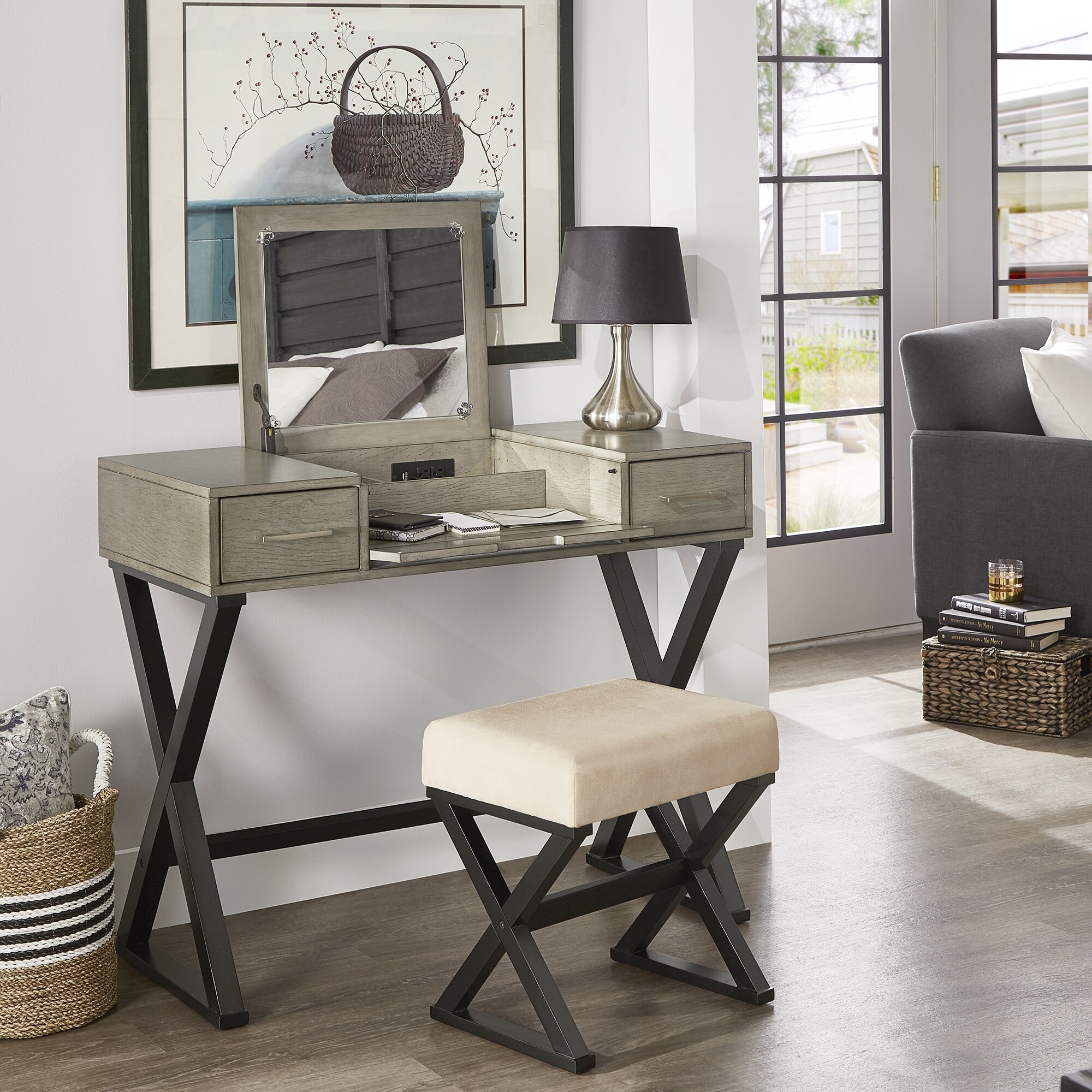 Shop Carson Carrington Vanity Set With Flip Mirror Power Strip Overstock 26298134