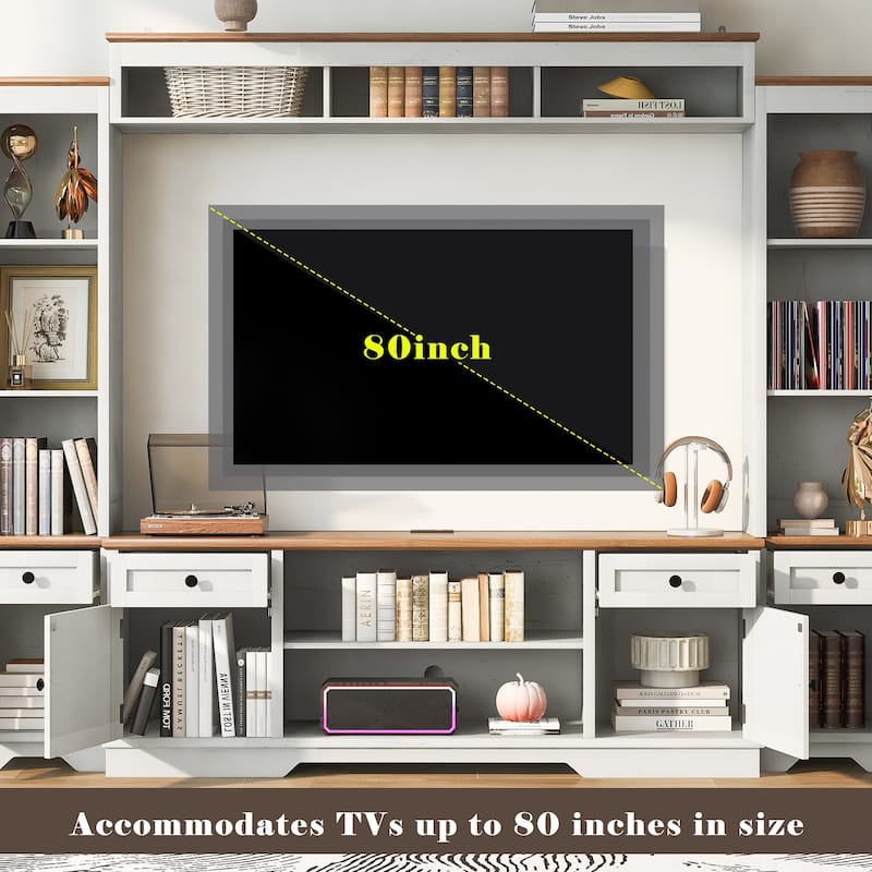 98.7" Farmhouse Wall Unit Entertainment Center with Barn Doors, TV Stand with Storage for TVs up to 75"