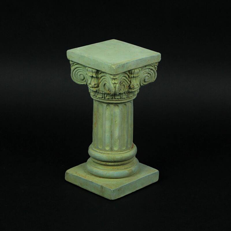 Green Finish Concrete Roman Ionic Column Pillar Pedestal 8.25 Inch - 8.25 X 4 X 4 inches