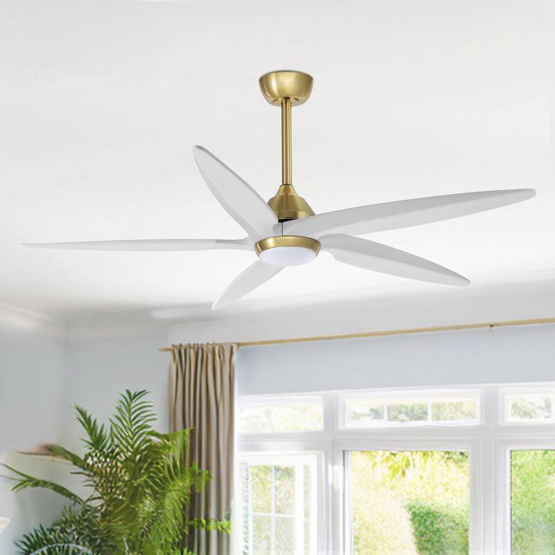 GetLedel 54" Solid Wood 5-Blade Ceiling Fan with Dimmable LED and Remote Control