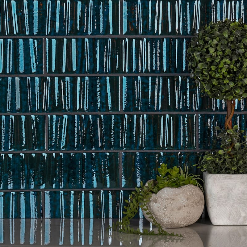 Merola Tile Joliet Prisma Sapphire 3" x 12" Fluted Ceramic Wall Tile