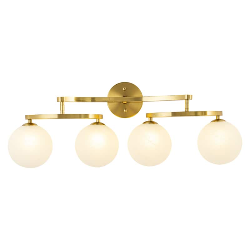 Modern Vanity Light with Frosted Seeded Glass Globes for Bathroom