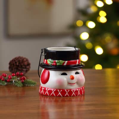 5" Nostalgic Ceramic Container - Snowman