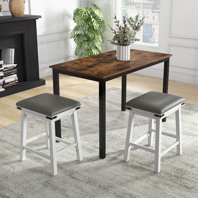 Costway 24'' Dining Bar Stool Set of 2 Counter Height Padded Seat Wood - See Details