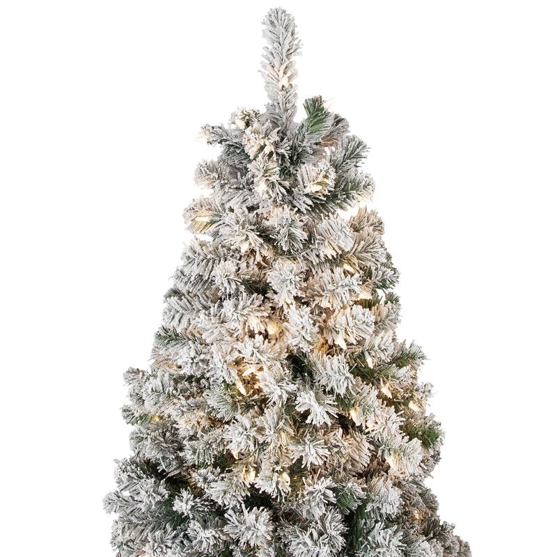 4.5' Medium Flocked Winema Pine Artificial Christmas Tree Clear Lights - 4.5 Foot