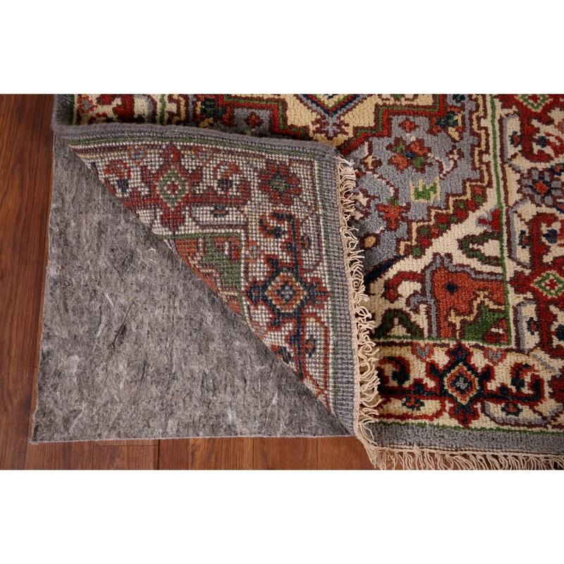 Geometric Gray Heriz Serapi Indian Runner Rug Hand-Knotted Wool Carpet - 2'6"x 9'10"