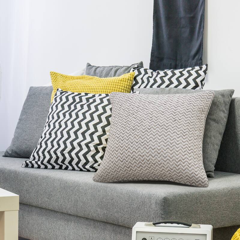 Sevita Beige and White Chevron Throw Pillow