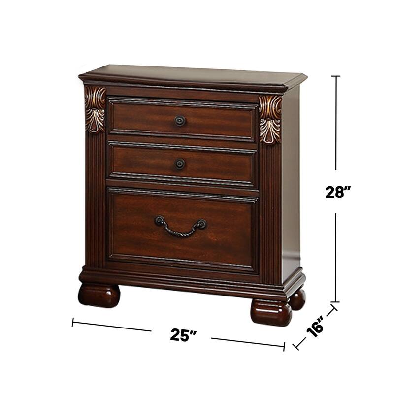 2-Drawer Wood Nightstand in Cherry Finish