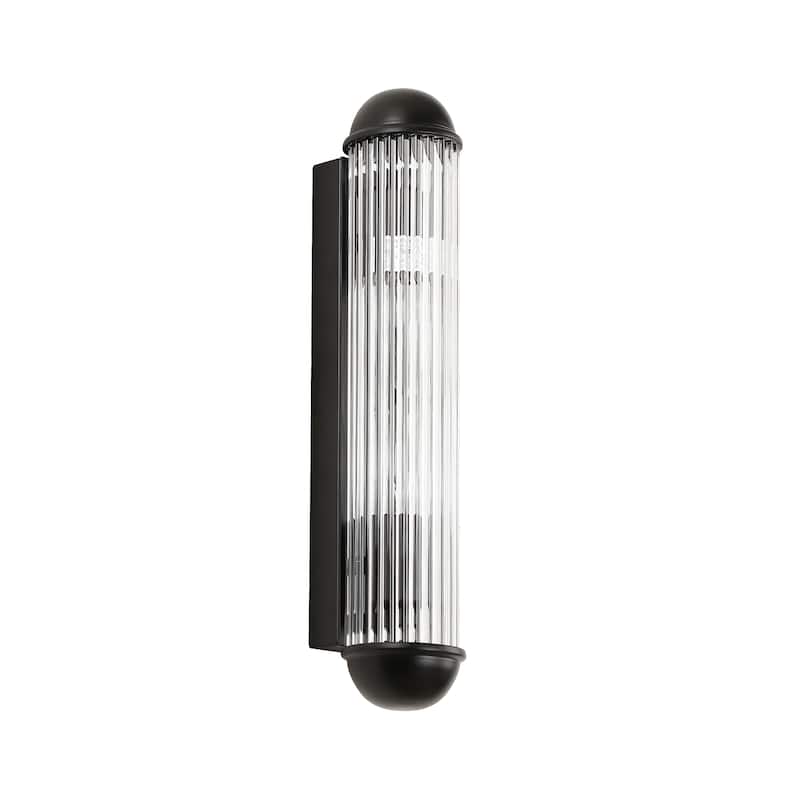 2-Light Cylindrical Wall Sconce with Ribbed Glass Rods