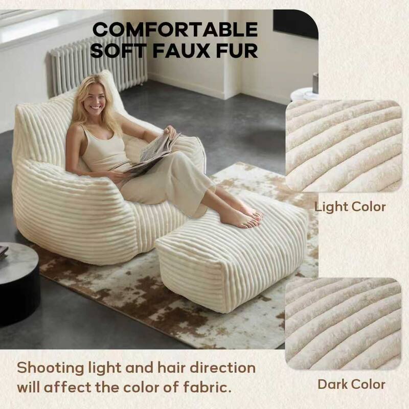 Suede Sofa Chair with Ottoman - 5-Zone Support & Compact Boxed Delivery