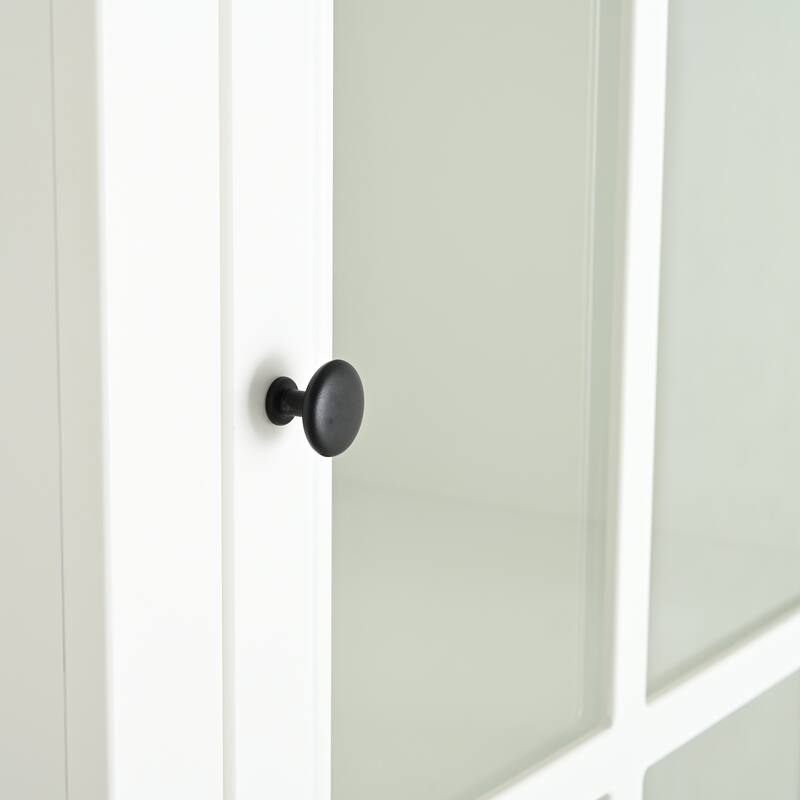 Modular White Curio Bookcase Cabinet w/Glass Doors Buffet Display