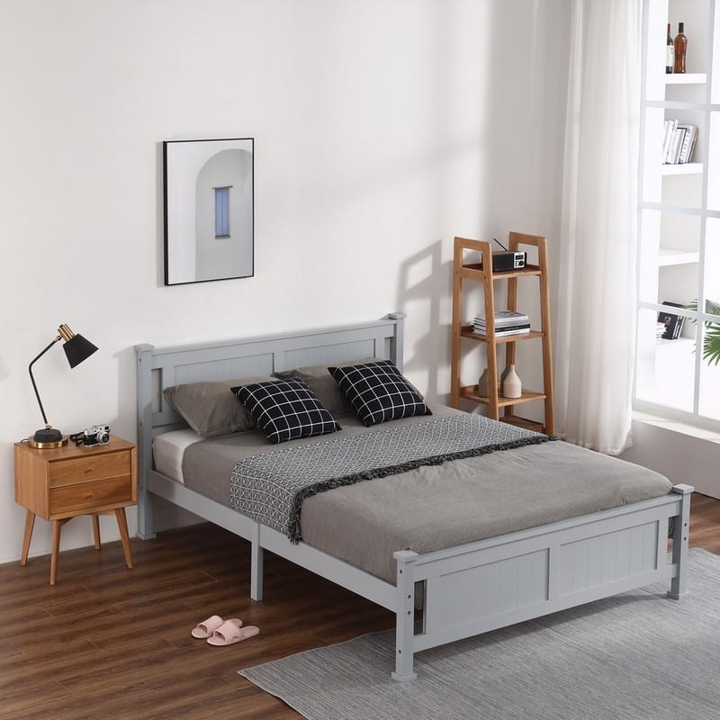 Vertical Decorative Core Bed Frame Grey Full/Twin