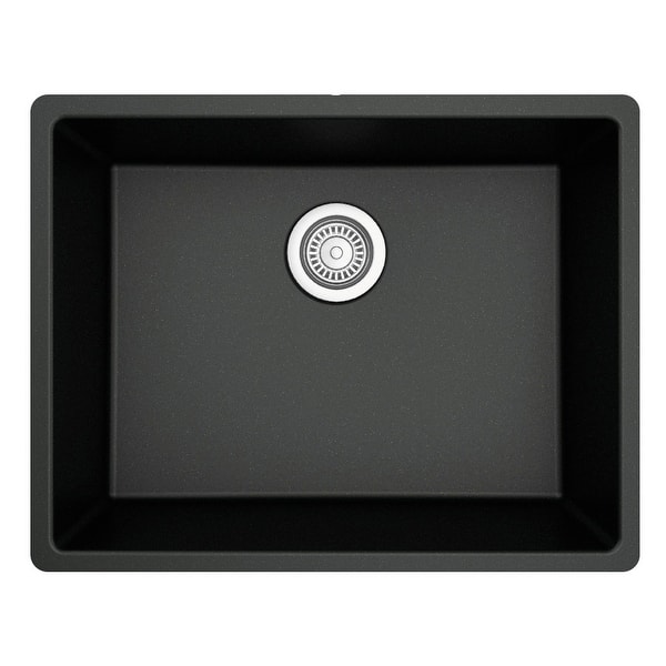 slide 18 of 51, Karran Undermount 24.38 in Single Bowl Quartz Kitchen Sink Black