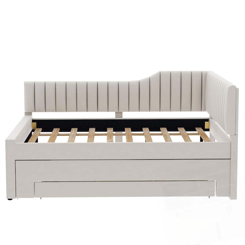 Upholstered Daybed with Trundle and Three Drawers