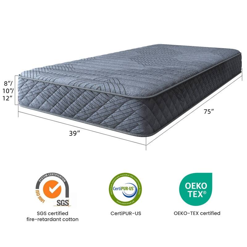 SweDrea Twin Size 8 in. Hybrid Mattress – Medium Firm Breathable and Supportive for Pressure Relief in Dorms, Apartments