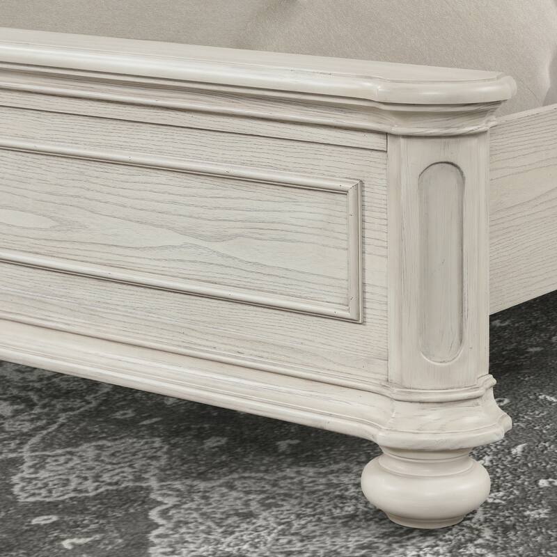 Roundhill Furniture Nelson French Traditional 4-Piece Bedroom Set, Antique White