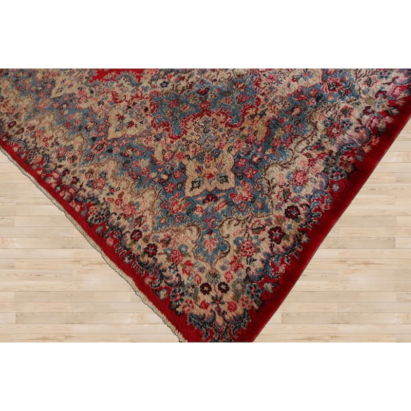 12'6''x18 Hand Knotted Wool Red Plush Pile Kerman Traditional Rug - 12' 6'' x 18'