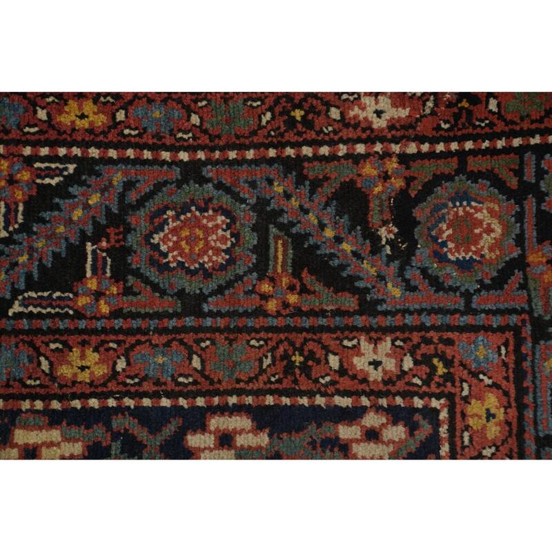 Hand Knotted Oriental 100% Wool Carpet Traditional Geometric Navy Blue & Blues Bakhtiari Area Rug - 13' 4'' X 5' 6''