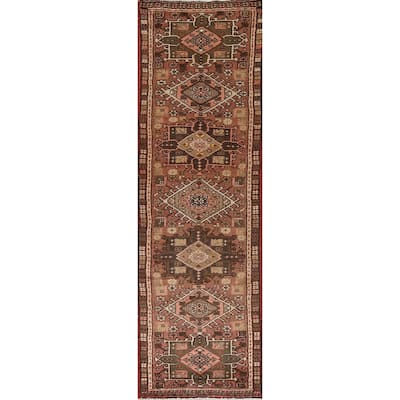 Orange Gharajeh Persian Vintage Runner Rug Handmade Wool Carpet - 1'10"x 7'5"