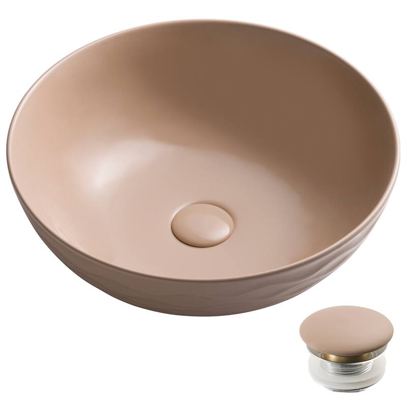 Kraus Viva 16-1/2" Circular Vitreous China Vessel Bathroom Sink with - Beige