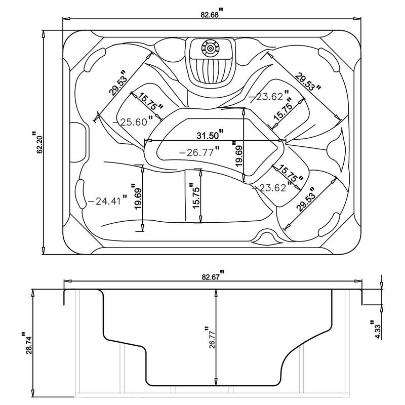 4-Person 20-Jet Premium Acrylic Lounger Spa Standard Hot Tub with Bluetooth Sound System and two-step ladder