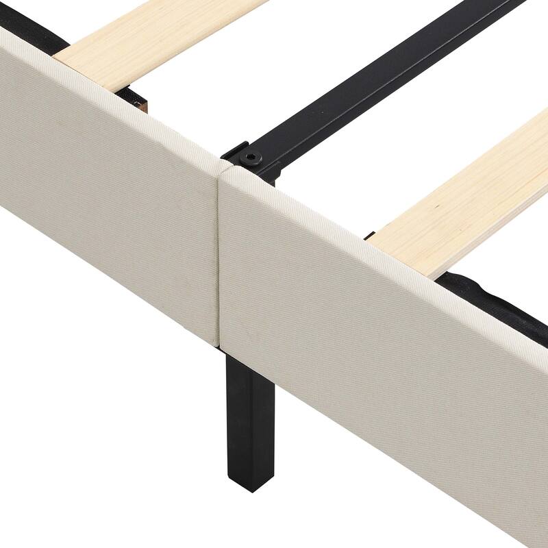 Platform Bed Frame with Fabric Upholstered Headboard