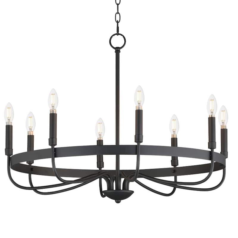 Maxim 14498 Frankie 8 Light 29" Wide Taper Candle Style Chandelier - Black