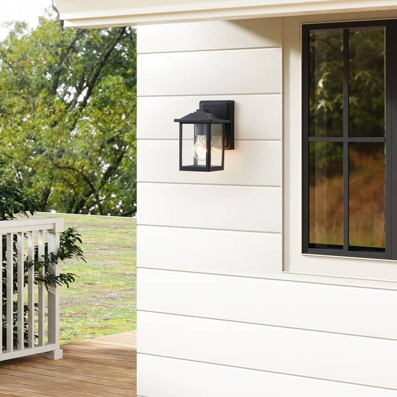 KAWOTI 1-Light Minimalist Temple-Inspired Outdoor Lantern (Set of 2) - W4.9" x H8"x D5.5"(Each)