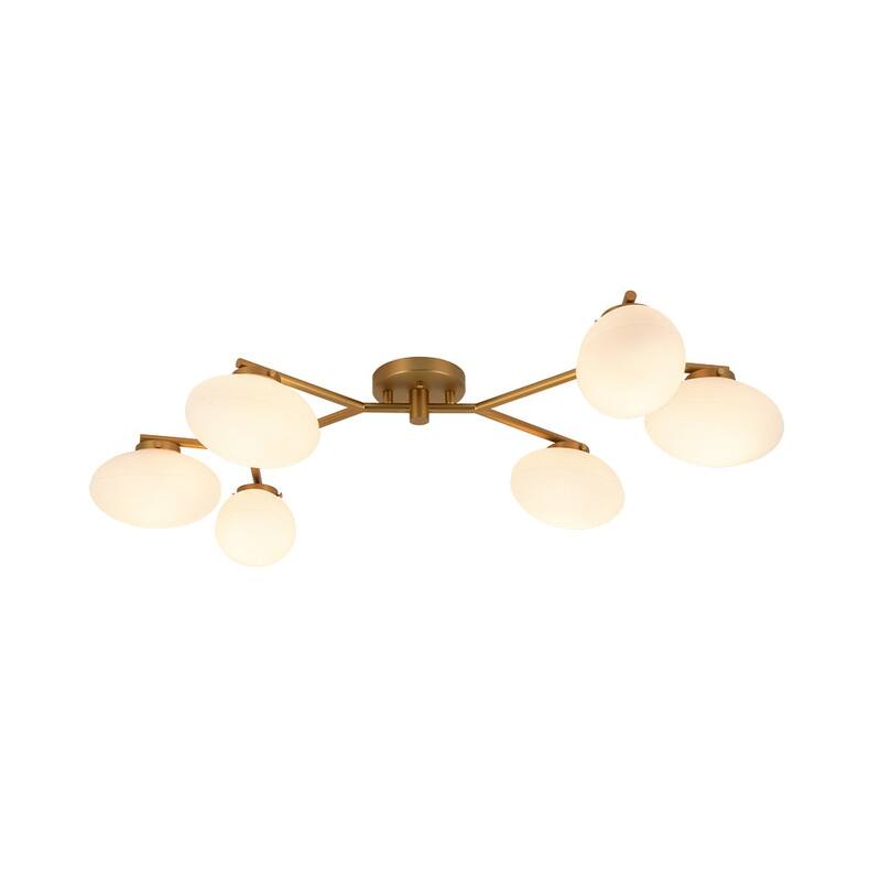Modern 6-Light Opal Glass Globe Branch Sputnik Ceiling Light