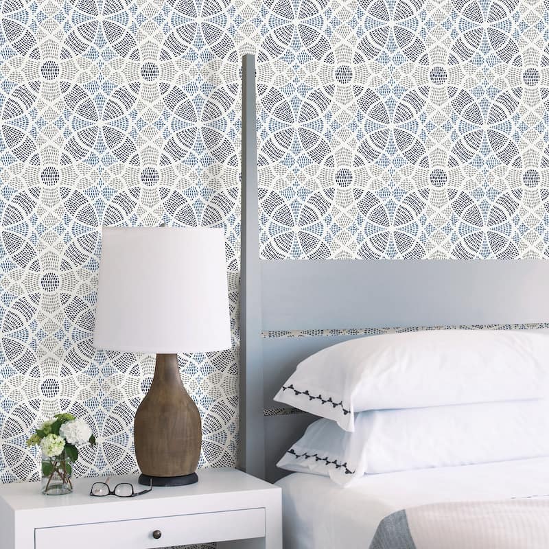 A-Street Prints Zazen Blue Geometric Wallpaper