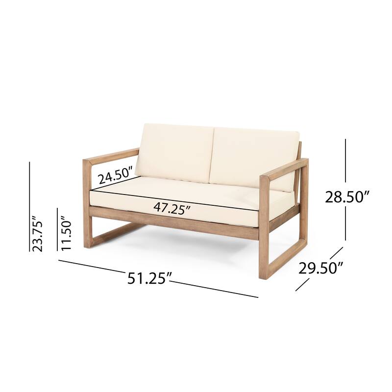 Stefan Outdoor Acacia Wood Chat Set by Christopher Knight Home