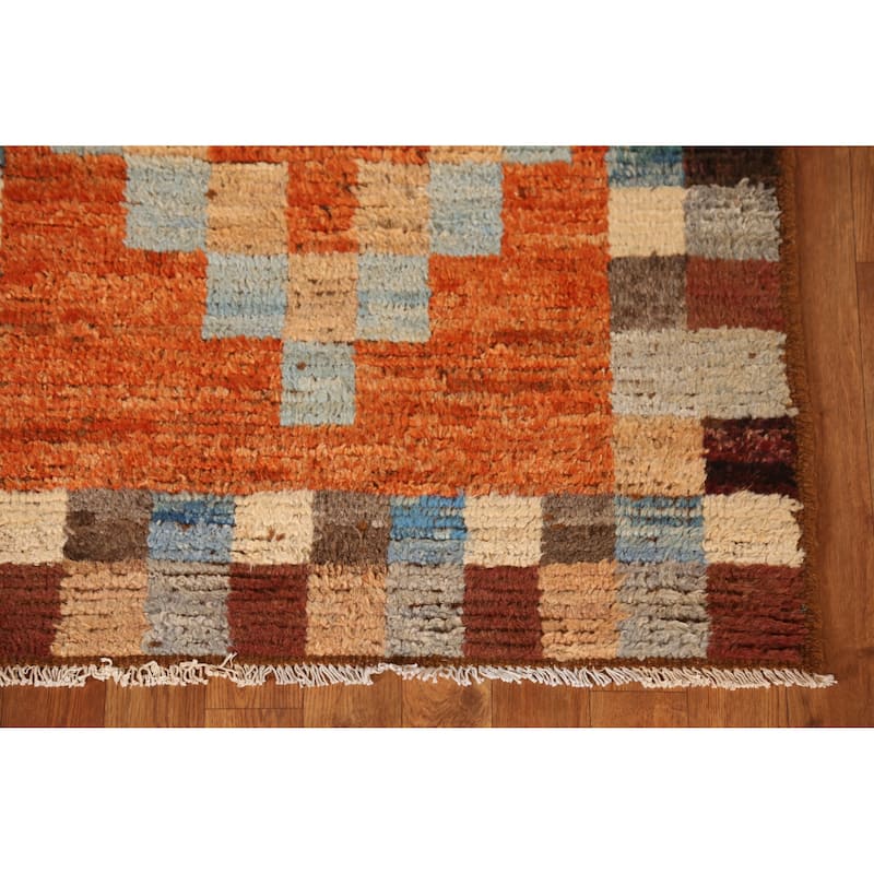 Geometric Moroccan Runner Rug Handmade Wool Carpet - 2'10" x 9'8"