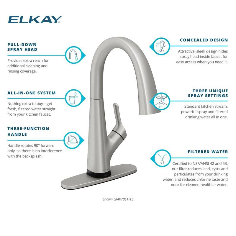 Elkay Avado Single Hole 2-in-1 Kitchen Faucet with Filtered Drinking Water