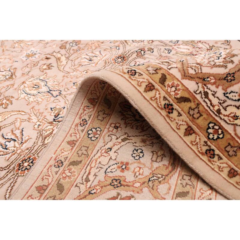 ECARPETGALLERY Hand-knotted Mirzapur Beige Silk, Wool Rug - 5'8 x 7'10