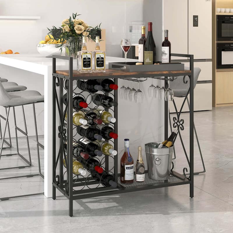 Costway 21 Bottle Wine Rack Freestanding Floor Wine Bottle Organizer - See Details