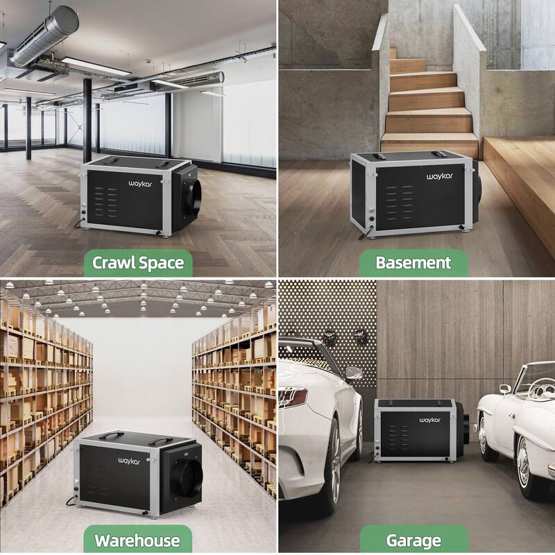 Waykar 158 Pints Commercial Dehumidifier Industrial Dehumidifier for Spaces up to 6500 Sq. Ft