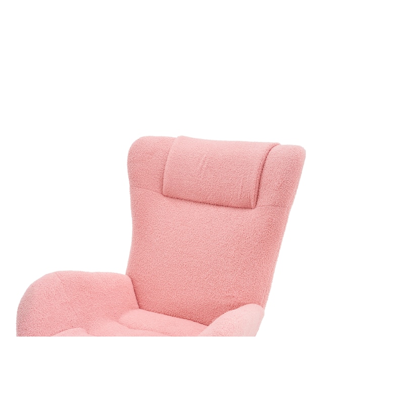 Solid Wood Legs Reading Chair with Teddy Fabric Upholstered