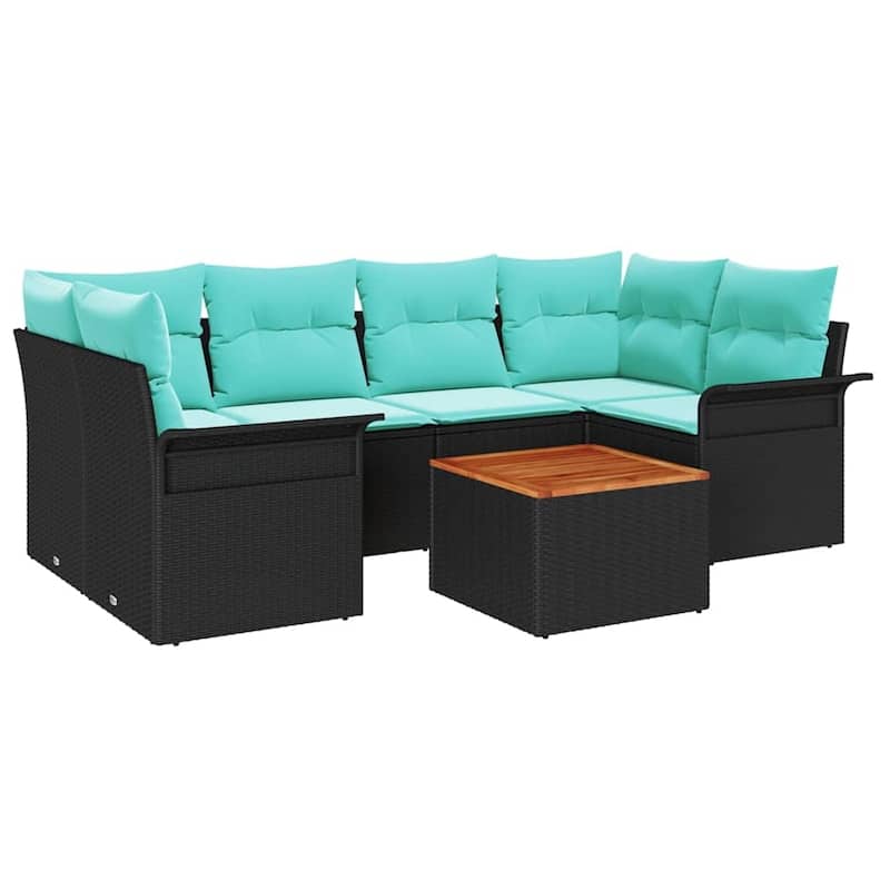 vidaXL 7 Piece Garden Sofa Set with Cushions - 92.1×52.2×27.2