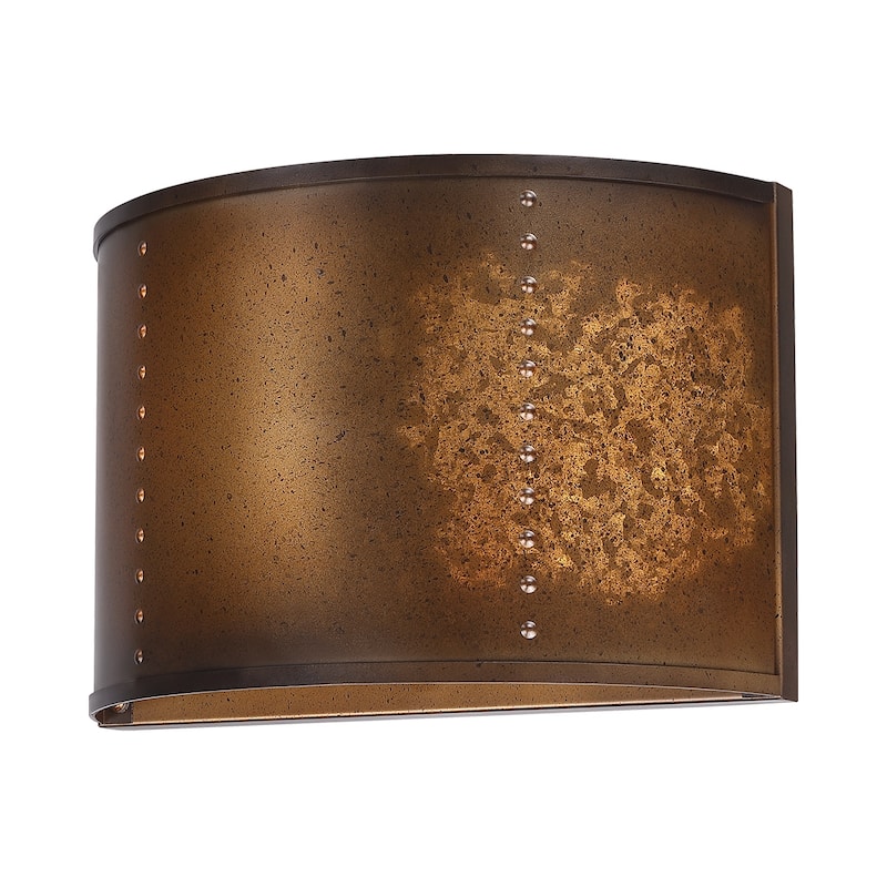 1-Light Damp Rated Antique Bronze Wall Sconce - 12-in W