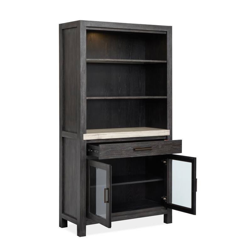 Magnussen Home Plum Creek Ravenwood Black Display Cabinet - 42''W x 18''D x 80''H