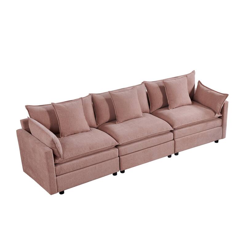 108.66" L-Shaped 4-Seat Sectional Sofa with Convertible Chaise and Ottoman, Spacious Cloud Couch Design