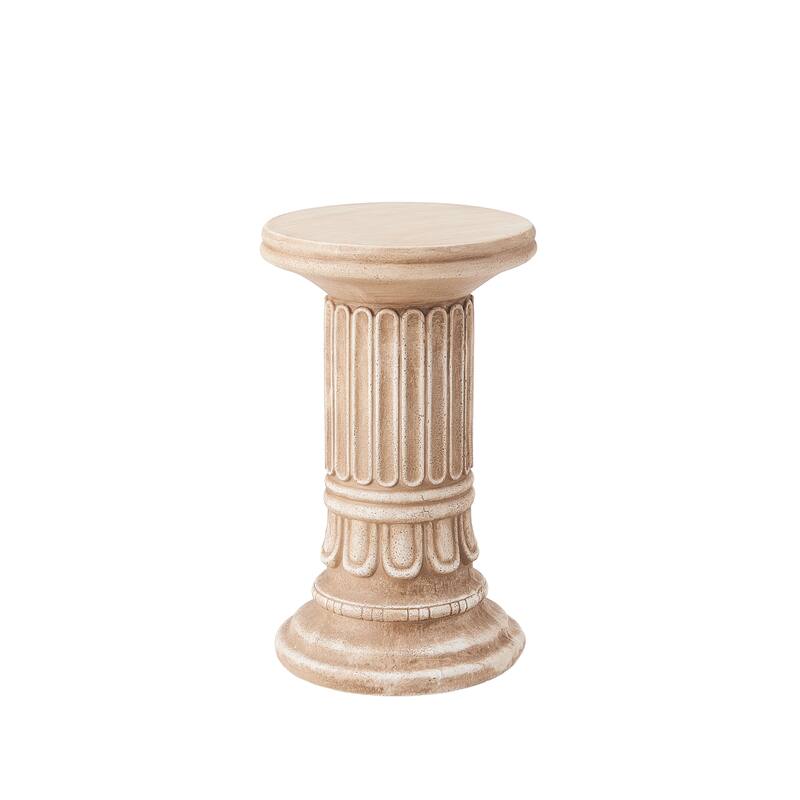 Christopher Knight Home - Ashmere Outdoor Handcrafted Greco-Roman MGO Pedestal Column Stand, Fluted Detailed Design - 19.25"H