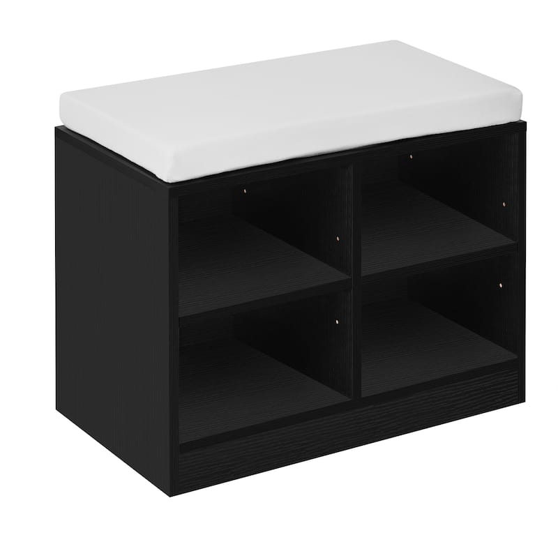 Multifunctional Entryway Cabinet, Combines Shoe Bench - Beige+Black